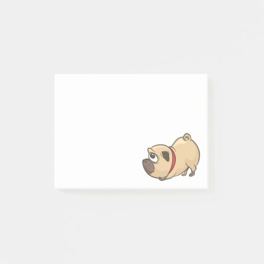 かわいいパグママ子犬の漫画の子犬の子犬パップドッグ ポストイット (正面)