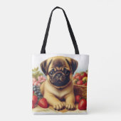 かわいいパグヴィンテージ絵画ズ トートバッグ (裏面)