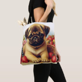 かわいいパグヴィンテージ絵画ズ トートバッグ (クローズアップ)