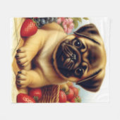 かわいいパグヴィンテージ絵画ズ フリースブランケット (正面(横))