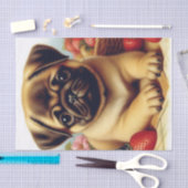かわいいパグヴィンテージ絵画ズ 薄葉紙 (クラフト)