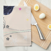 かわいいパグ及び花の台所タオル キッチンタオル (四つ折り)