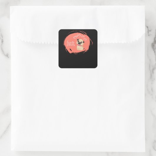 かわいいパグ犬とバレンタイン スクエアシール (バッグ)