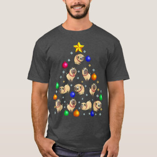 かわいいパグ犬のクリスマスツリーオーナメント パグ好きのための Tシャツ