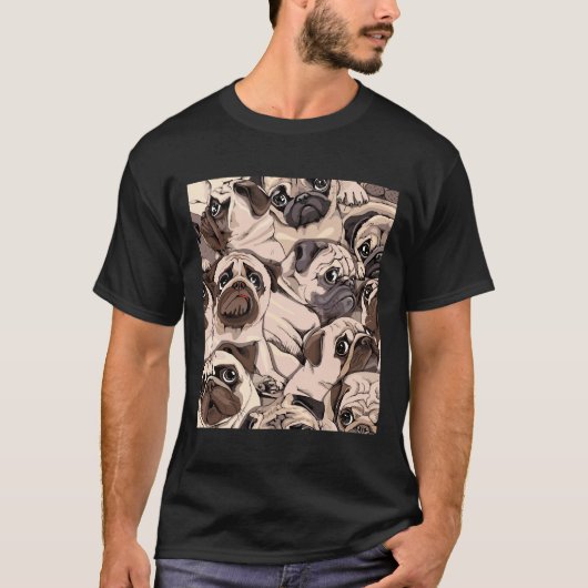 かわいいパグ犬のデザイン 320 Tシャツ (正面)