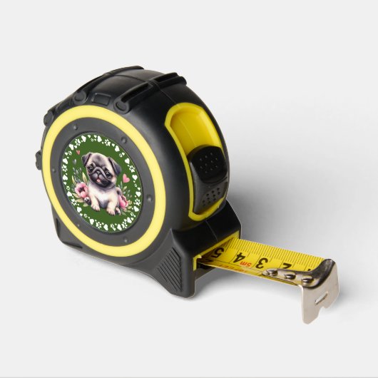 かわいいパグ犬の写真の足のハートフレームフォレストグリーン メジャー (傾斜)