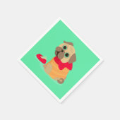 かわいいパグ犬の女の子の誕生日パーティー スタンダードカクテルナプキン (角)