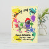 かわいいパグ犬の楽しいアート 誕生日パーティー招待状 招待状 (スタンド正面)