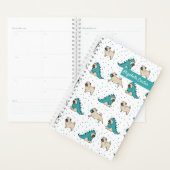 かわいいパグ犬の模様モノグラム プランナー手帳 (ディスプレー)