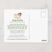 かわいいパグ犬の歩くと座りサービスのプロモーション ポストカード (裏面)