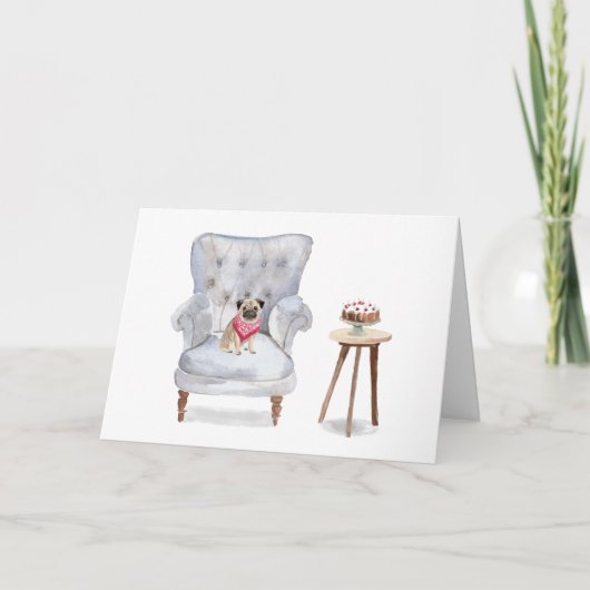 かわいいパグ犬の誕生日の挨拶状 カード (正面)