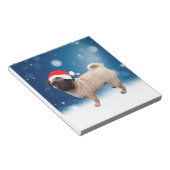 かわいいパグ犬クリスマスサンタハット雪の星 ノートパッド (アングル)