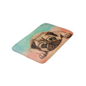 かわいいパグ犬パステル バスマット (アングル)