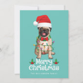 かわいいパグ犬メリークリスマスカード シーズンカード (正面)