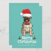 かわいいパグ犬メリークリスマスカード シーズンカード (正面/裏面)