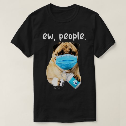 かわいいパグ犬新しい人々は顔を着て犬 Tシャツ (デザイン正面)