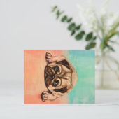 かわいいパグ犬 |かわいいパグ好き シーズンポストカード (スタンド正面)