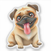 かわいいパグ犬 シール (正面)