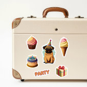 かわいいパグ誕生日パーティー シール