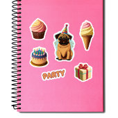 かわいいパグ誕生日パーティー シール