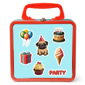 かわいいパグ誕生日パーティー シール