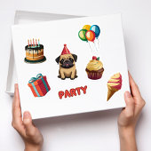 かわいいパグ誕生日パーティー シール