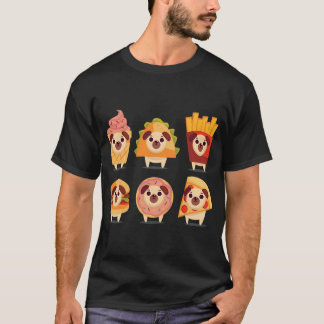 かわいいパグ, おもしろいパグ, アイスクリームパグ, タコスパグ, フレンチ Tシャツ