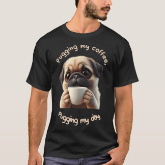 かわいいパグ コーヒー好き Tシャツ
