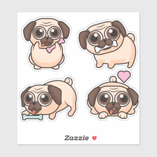 かわいいパグ シール (シート)