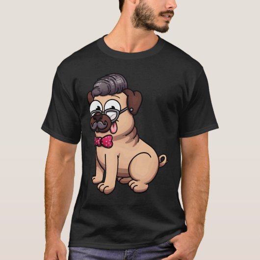 かわいいパグ ヒップスター クラシック 602 Tシャツ (正面)