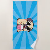 かわいいパグ ビーチタオル (正面)