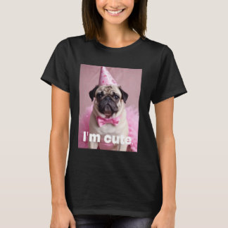 かわいいパグ ピンク Tシャツ