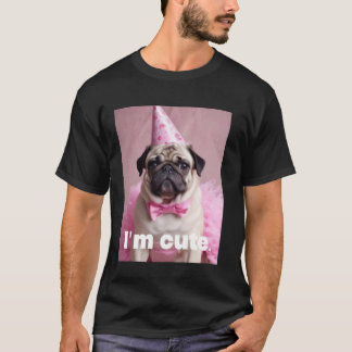 かわいいパグ ピンク Tシャツ