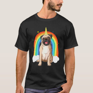 かわいいパグ ユニコーン ユニパグ パグ 犬 Tシャツ