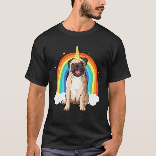 かわいいパグ ユニコーン ユニパグ パグ 犬 Tシャツ (正面)