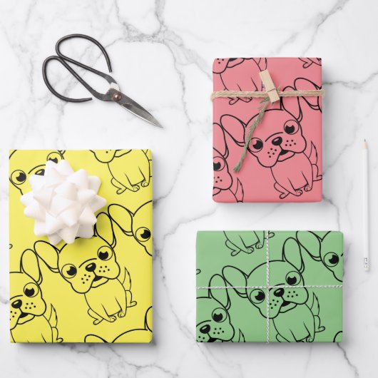 かわいいパグ ラッピングペーパーシート (正面)