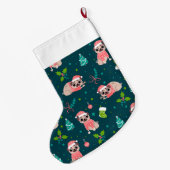 かわいいパグ ラージクリスマスストッキング (裏面 (吊り時))