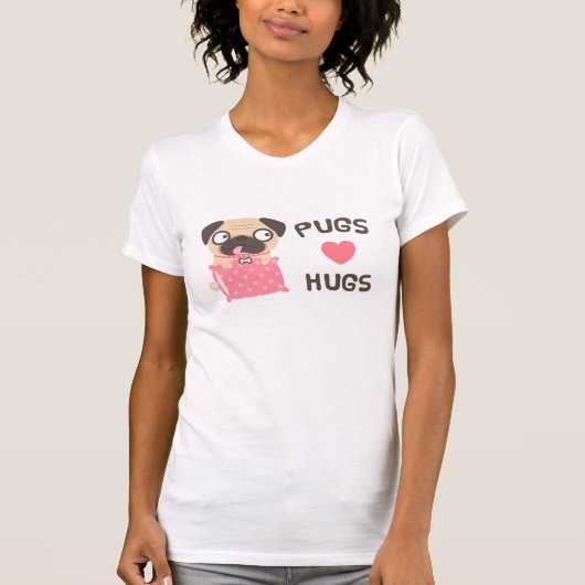 かわいいパグ 抱擁 愛 Tシャツ (正面)
