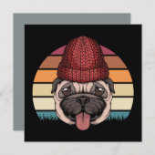 かわいいパグ 招待状 (正面/裏面)