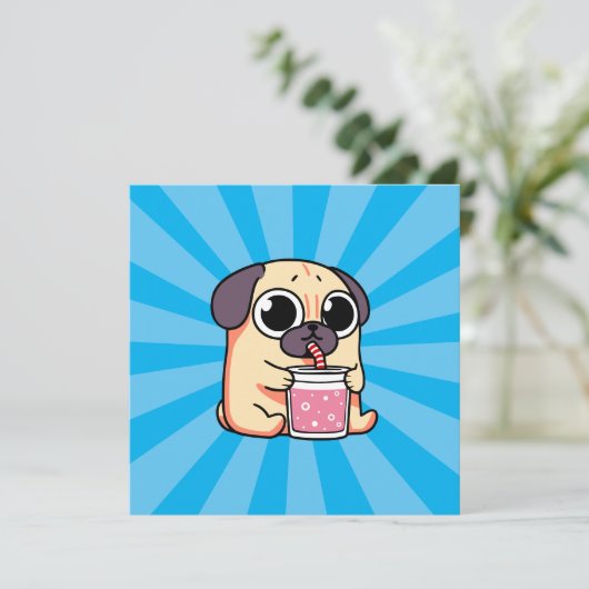 かわいいパグ 招待状 (スタンド正面)