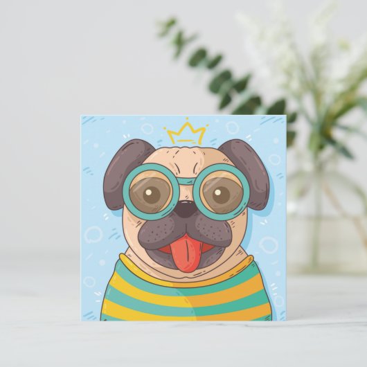 かわいいパグ 招待状 (スタンド正面)