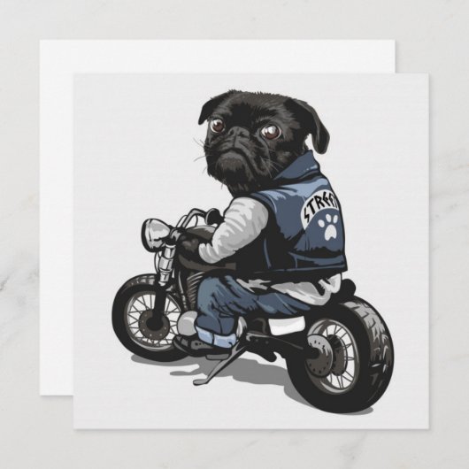 かわいいパグ 招待状 (正面/裏面)