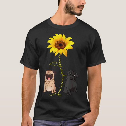 かわいいパグ 私の太陽 ひまわり 452 Tシャツ (正面)