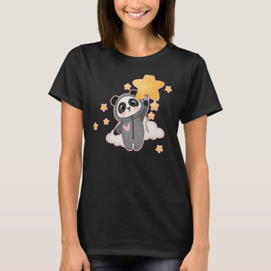 かわいいパジャマのパンダ Tシャツ (正面)