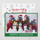 かわいいパジャマのヒポファミリー オーダーメイド シーズンカード (正面/裏面)