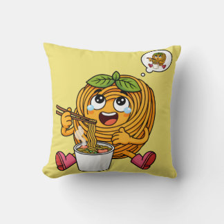 かわいいパスタポロの麺を食べるTシャツ クッション