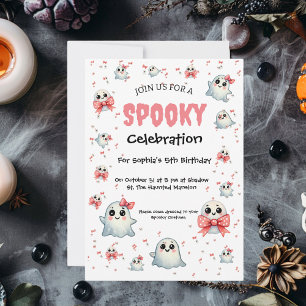 かわいいパステルおばけ ハロウィン子供の誕生日 招待状