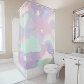 かわいいパステルお洒落パターンおもしろいガーリークラウド シャワーカーテン (インサイチュ)
