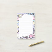 かわいいパステルかわいいユニコーンクラウド&スターズメモ帳 ポストイット (デスク上)