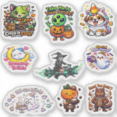 かわいいパステルちびハロウィンキャラクター シール (正面)